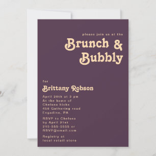 Invitation Rétro moderne   Brunch violet foncé et bulle