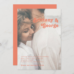 Invitation Rétro moderne   Coral Décontracté Faded Photo Mari