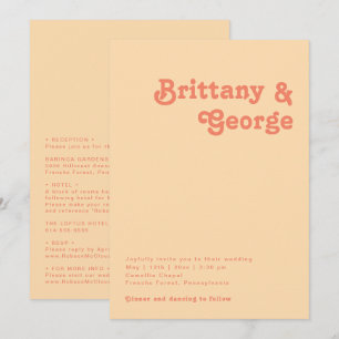 Invitation Rétro moderne   Crème orange tout en un Mariage