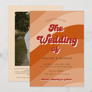 Invitation Retro moderne les années 70 Rainbow Orange Mariage