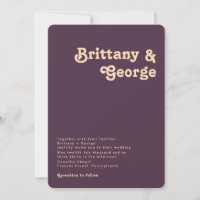 Rétro moderne | Mariage de coin arrondi violet fon
