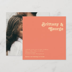 Invitation Rétro moderne   Mariage photo Carré de corail