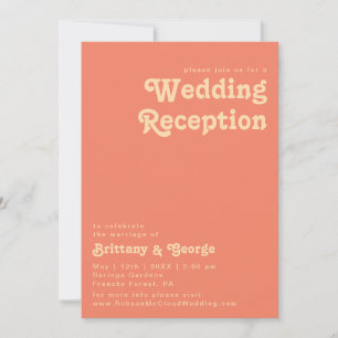 Invitation Rétro moderne Réception De Mariage De Corail