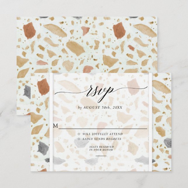 Invitation Rétro Moderne Terrazzo Terracotta Mariage RSVP (Devant / Derrière)
