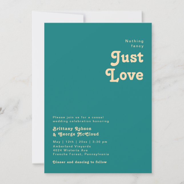 Invitation Rétro moderne | Turquoise Rien De Mariage (Devant)