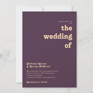 Invitation Rétro moderne   Violet foncé Le Mariage de