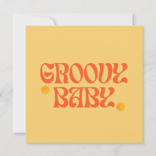 Invitation Retro Mustard Orange Hippie Groovy Bébé des années
