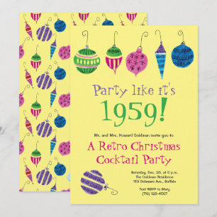 Invitation Retro Noël Illustré à la main Cocktail Party