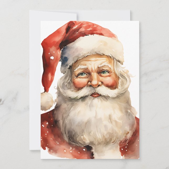 Invitation Retro Noël Père Noël Texte du parti sur le dos (Devant)