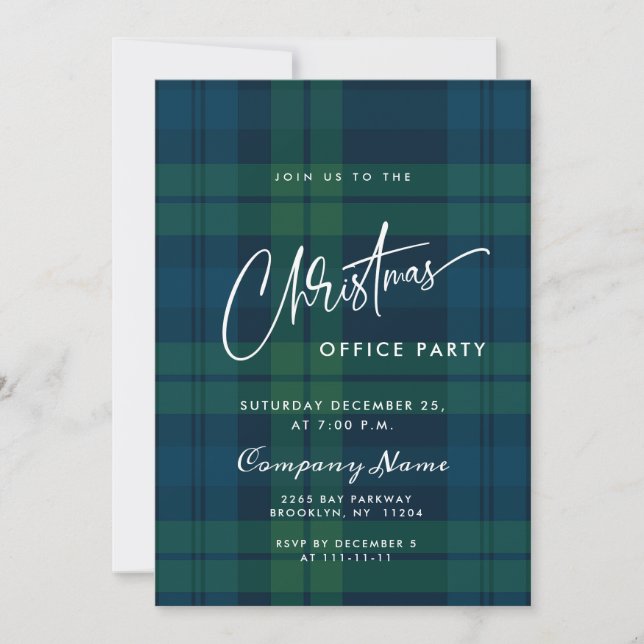 Invitation Retro Noël Plaid Entreprise Fête (Devant)