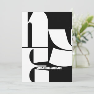Invitation rétro noir et blanc pour la fête du Nou