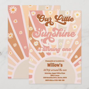 Invitation Retro Notre Petit Soleil 1ère fête d'anniversaire
