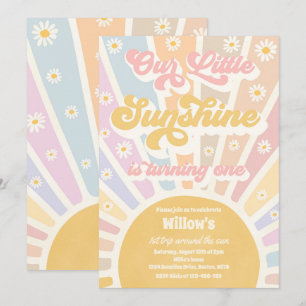 Invitation Retro Notre Petit Soleil 1ère fête d'anniversaire