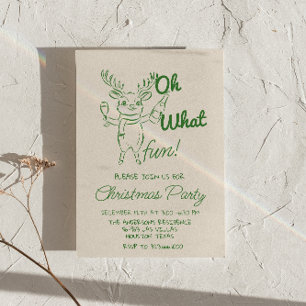 Invitation Retro Oh Quel Amusant Noël Joli Reindeer Party