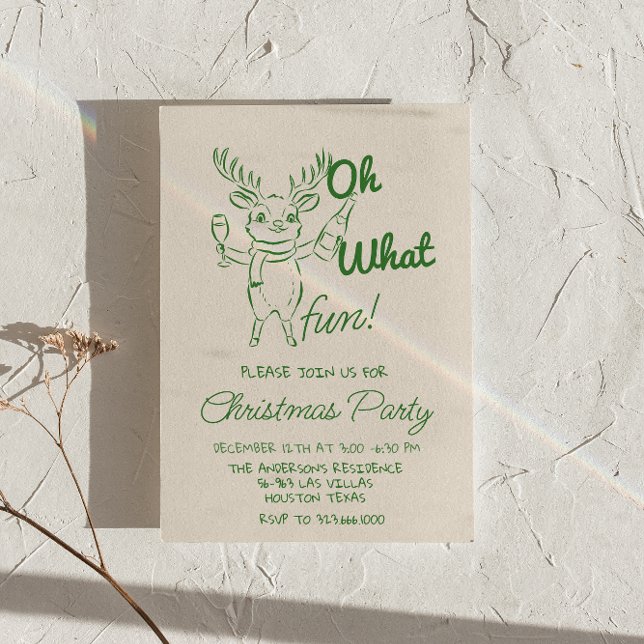 Invitation Retro Oh Quel Amusant Noël Joli Reindeer Party (Créateur téléchargé)