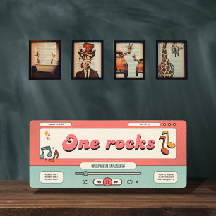 Invitation Retro one rocks, lecteur de musique 1er anniversai