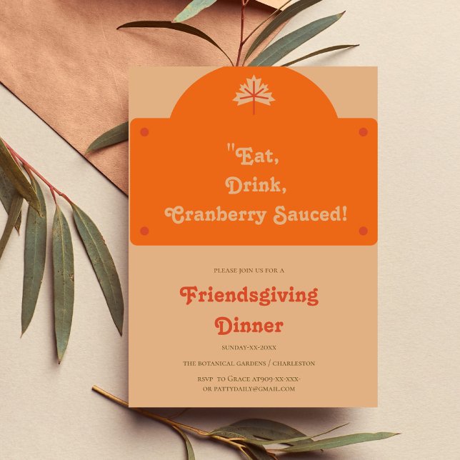 INVITATION RETRO ORANGE FRIENDSGIVING (Créateur téléchargé)