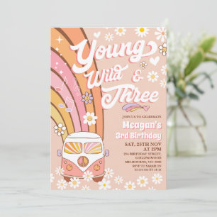 Invitation Retro Orange Young Wild et trois 3e anniversaire