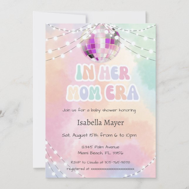 Invitation Retro Pastel Dans Sa Mère Baby shower de l'ère Inv (Devant)