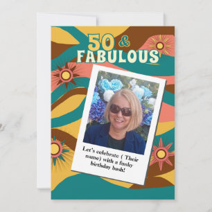 Invitation Retro photo cinquante anniversaire les années 70 s