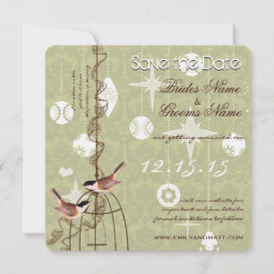 Invitation Retro Photo Vacances Mariage en cage d'oiseau Enre