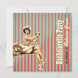 Invitation rétro pin up fille marin fête de bachelorette