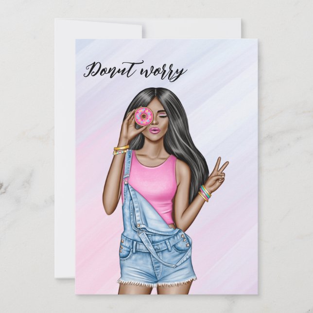Invitation Retro Pink and Blue Donut Girl Bachelorette Party (Devant)