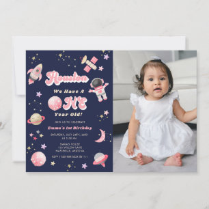 Invitation Retro Pink Houston Nous avons un an Anniversaire