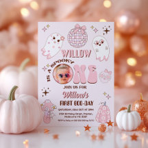 Retro Pink Photo Halloween Éffrayant Un 1er Annive