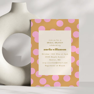 Invitation Retro Pink Poka Dot Bridal Brunch Douche moderne