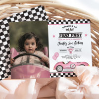 Retro Pink Two Fast Race Car 2e anniversaire Photo