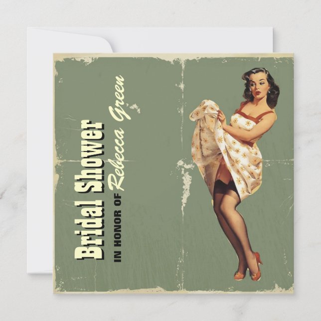 Invitation rétro pin's girl rockabilt bachelorette party (Devant)