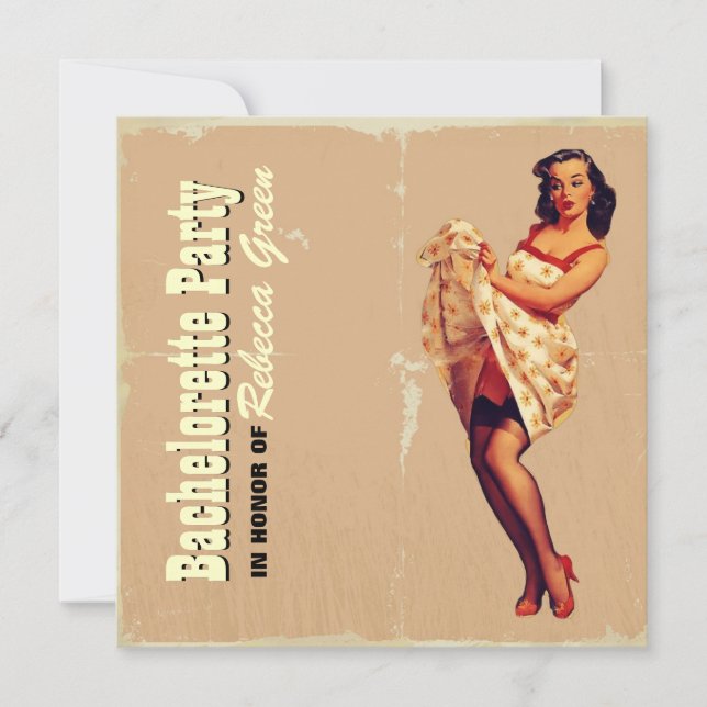 Invitation rétro pin's girl rockabilt bachelorette party (Devant)