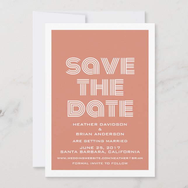 Invitation rétro pour Sauvegarder la Date, Orange (Devant)
