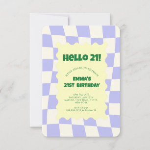 Invitation Retro Purple Super Checker Motif fête d'anniversai