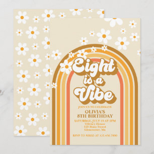 Invitation Retro Rainbow Eight est un Vibe Super 8e anniversa