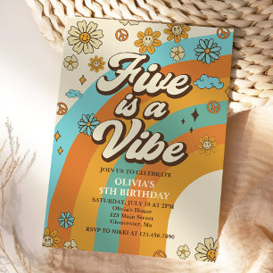 Invitation Retro Rainbow Five est un Vibe Super 5e anniversai