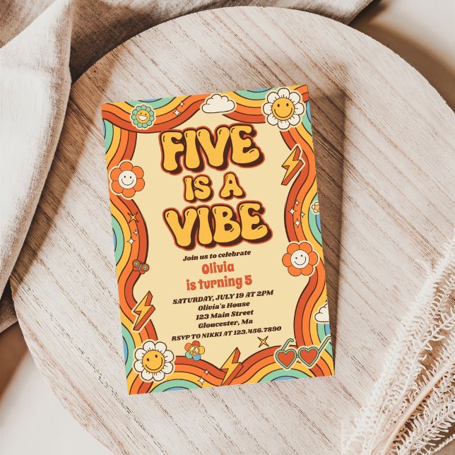 Invitation Retro Rainbow Five est un Vibe Super 5e anniversai (Créateur téléchargé)