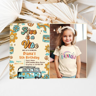 Invitation Retro Rainbow Five est un Vibe Super 5e anniversai