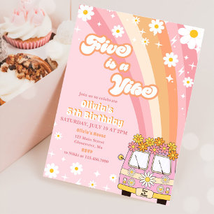 Invitation Retro Rainbow Five est un Vibe Super 5e anniversai