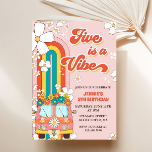 Invitation Retro Rainbow Five est un Vibe Super 5e anniversai