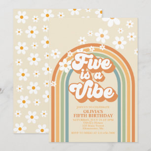 Invitation Retro Rainbow FIVE est une Vibe Super 5e anniversa