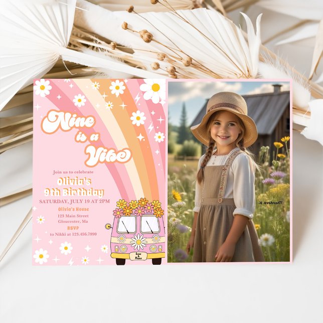 Invitation Retro Rainbow Nine est un Vibe Super 9e anniversai (Créateur téléchargé)