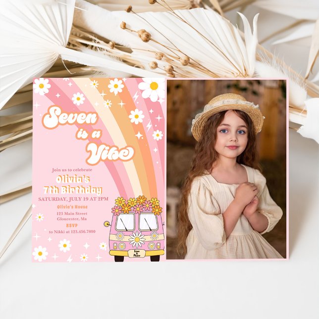 Invitation Retro Rainbow Seven est un Vibe Super 7e anniversa (Créateur téléchargé)