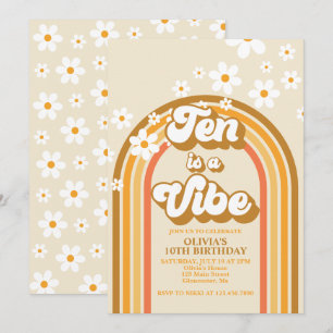 Invitation Retro Rainbow Ten est un Vibe Super 10e anniversai