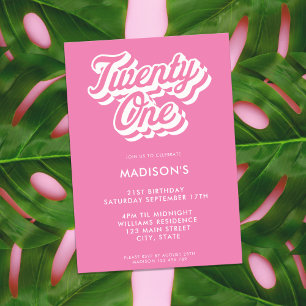 Invitation Retro rose 21e anniversaire