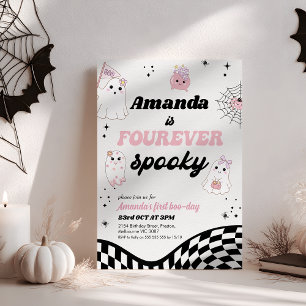 Invitation Retro Rose Noir Foureuse Éffrayant 4e anniversaire