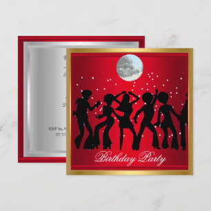 Invitation rétro rouge pour la fête d'anniversaire
