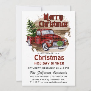 Invitation Retro Russe Camion Rouge Noël Dîner de Noël