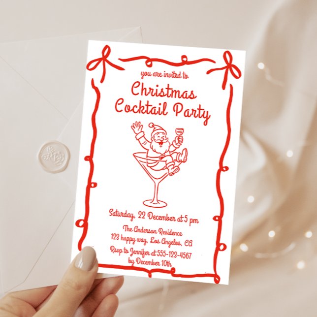 Invitation Retro Santa Christmas Cocktail Party (Créateur téléchargé)